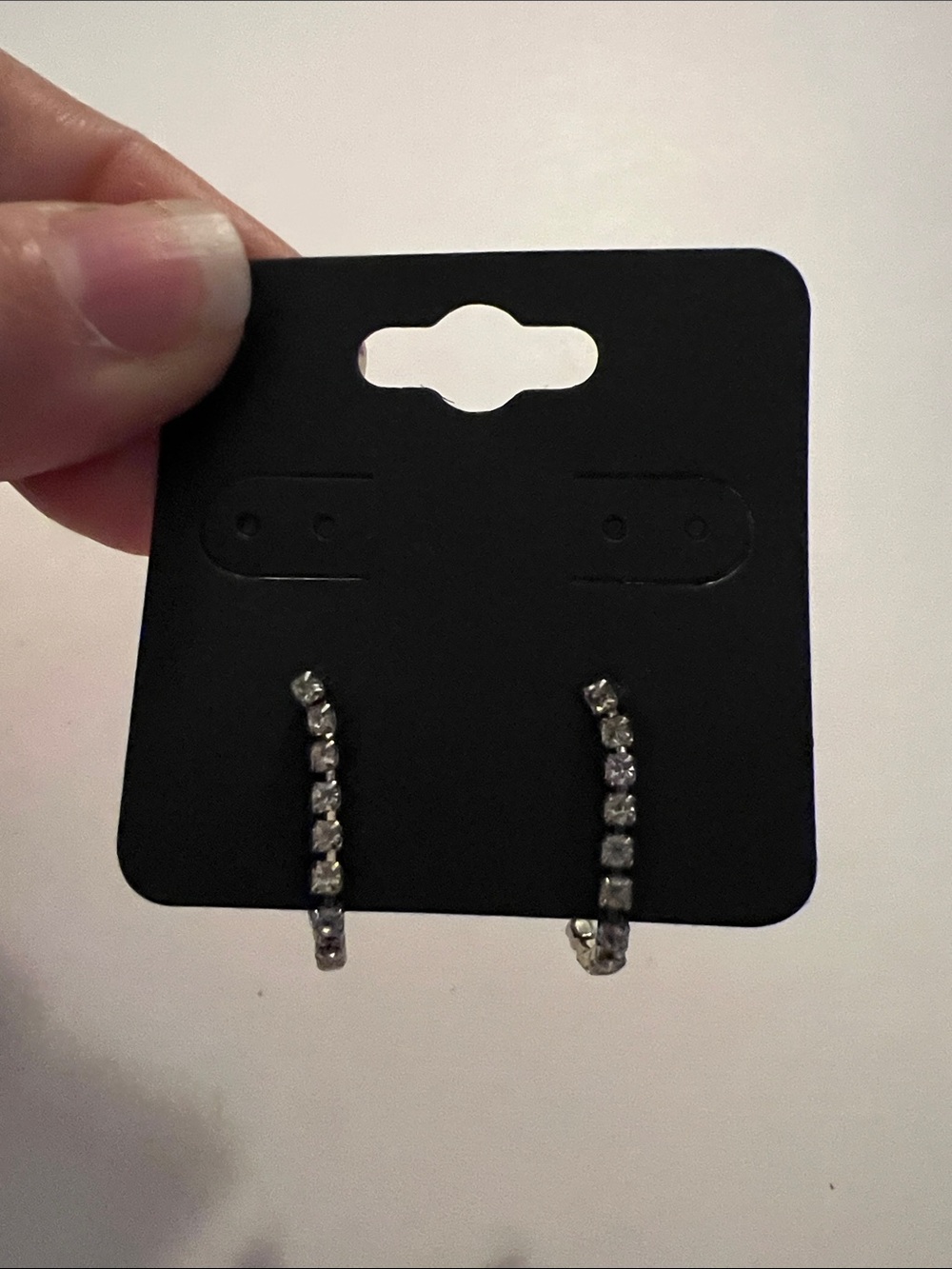 Silver-Tone Rhinestone Hoop Earrings